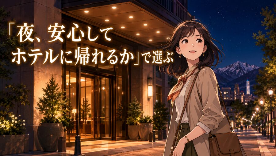 「夜、安心してホテルに帰れるか」で選ぶ