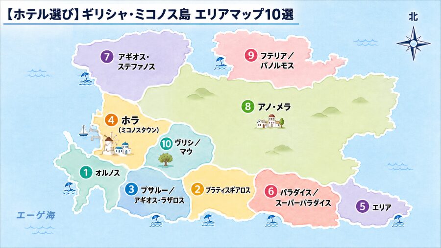 【ホテル選び】ギリシャのミコノス島エリアマップ10選