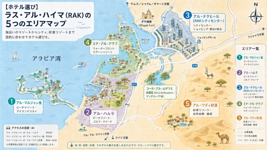 【ホテル選び】ラス・アル・ハイマ(RAK)の5つのエリアマップ