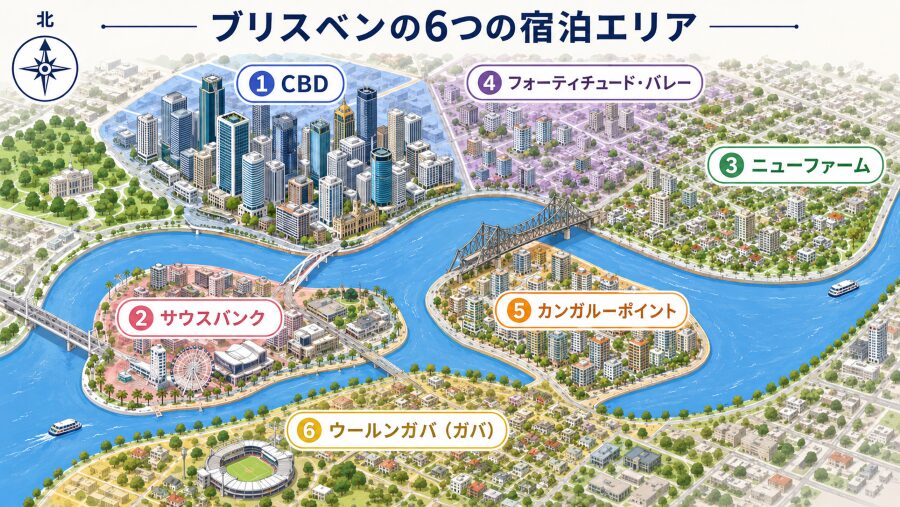 【ホテル選び】オーストラリア・ブリスベンの6つのエリアマップ
