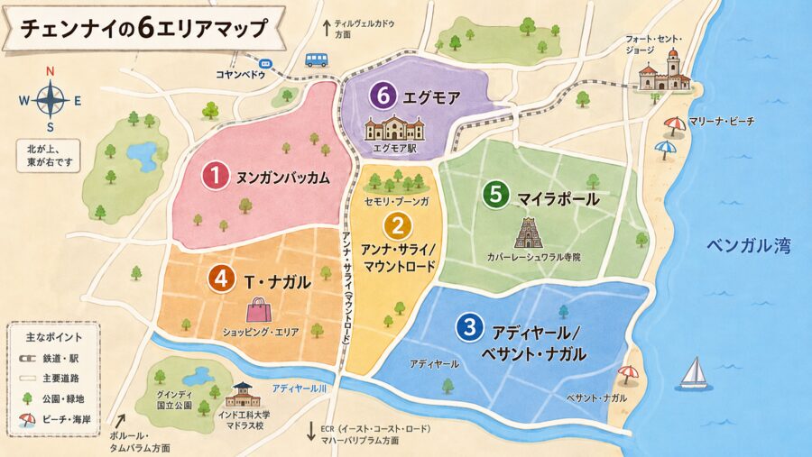 【ホテル選び】インドのチェンナイの6つのエリアマップ
