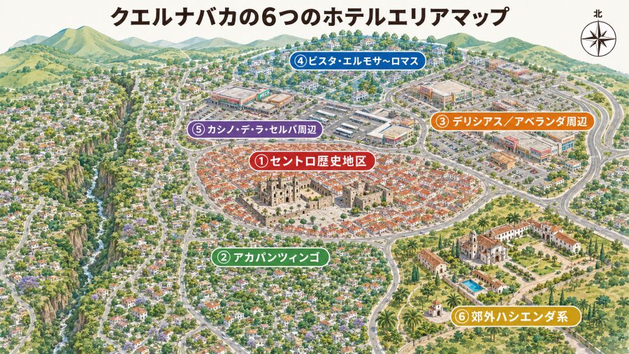 【ホテル選び】メキシコ・クエルナバカの6つのエリアマップ
