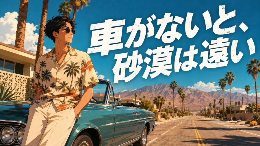 車がないと、砂漠は遠い