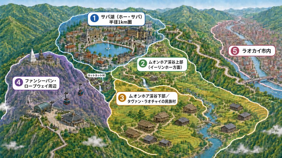 【ホテル選び】ベトナム・サパの5つのエリアマップ