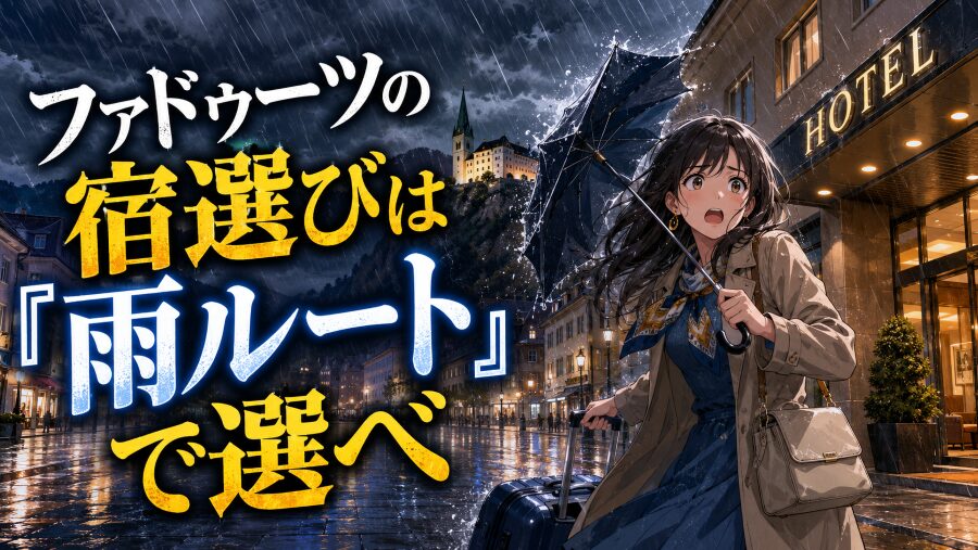 晴れていても夕方に一変！ファドゥーツの宿選びは「雨ルート」で選べ