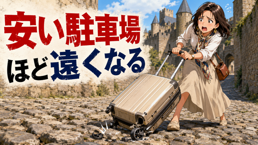 カルカソンヌは安い駐車場ほど遠くなる