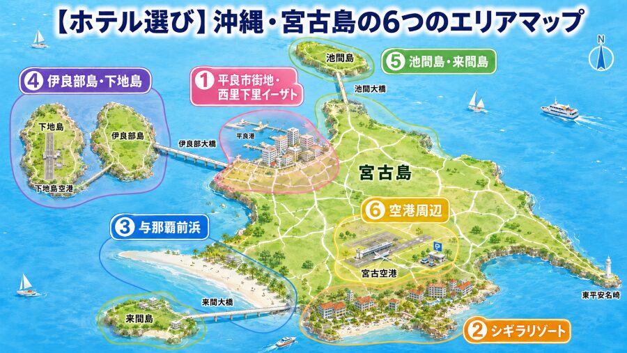 【ホテル選び】沖縄・宮古島の6つのエリアマップ